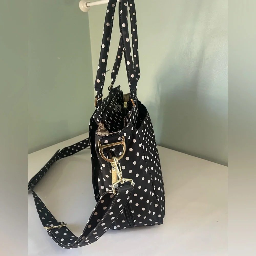 JuJuBe Baby Diaper Bag Polka Dot Tote Bag Changing Pad Pockets Storage New